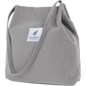 Women Light Gray Imported Corduroy Small Canvas Shoulder Handy Tote Bag